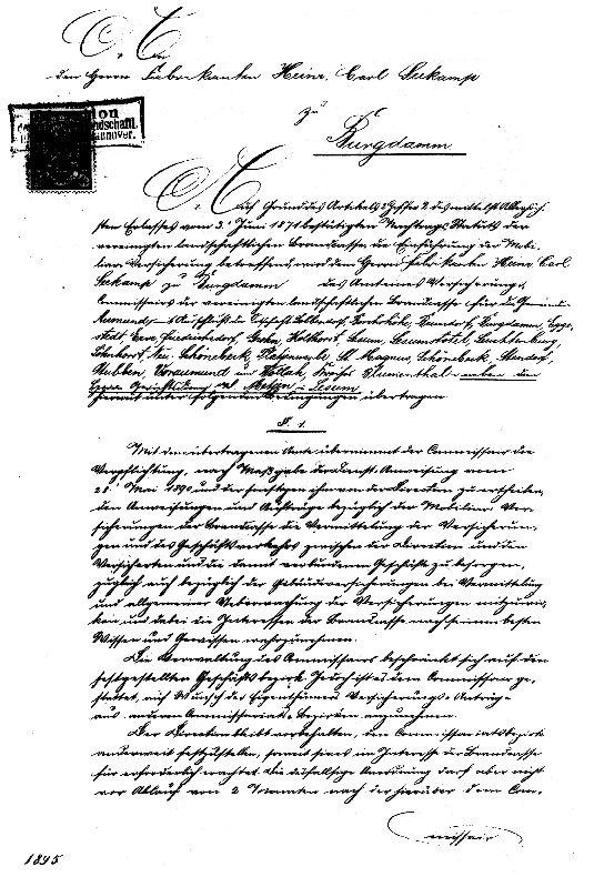 Versicherungsvertrag vom 31. Mrz 1896
